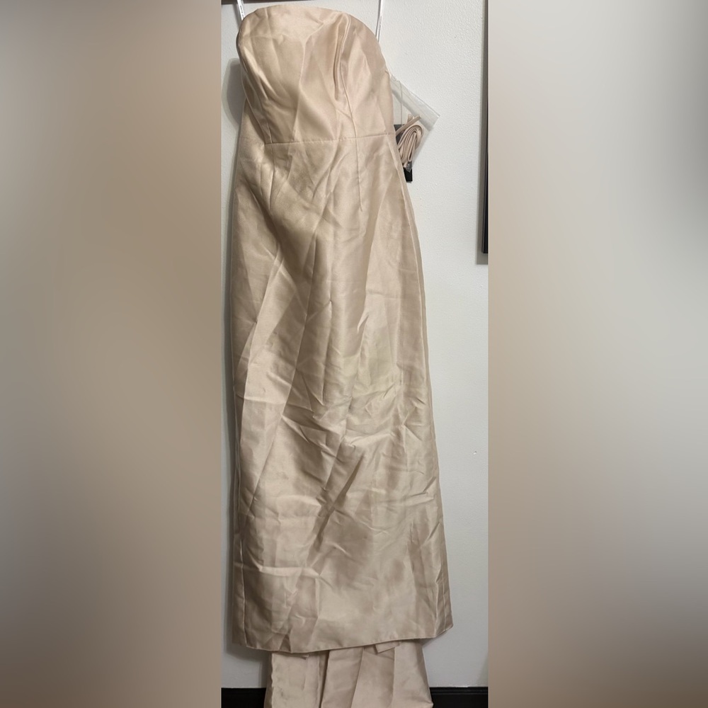 ALFRED SUNG Cream Strapless Satin Dress - Picture 5 of 8